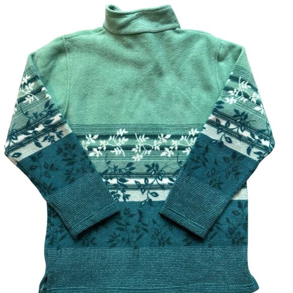 Vintage R&R Sport Green Ombre, Vine Design, Quarter Zip Up, Fleece Sweater- M - Picture 2 of 7